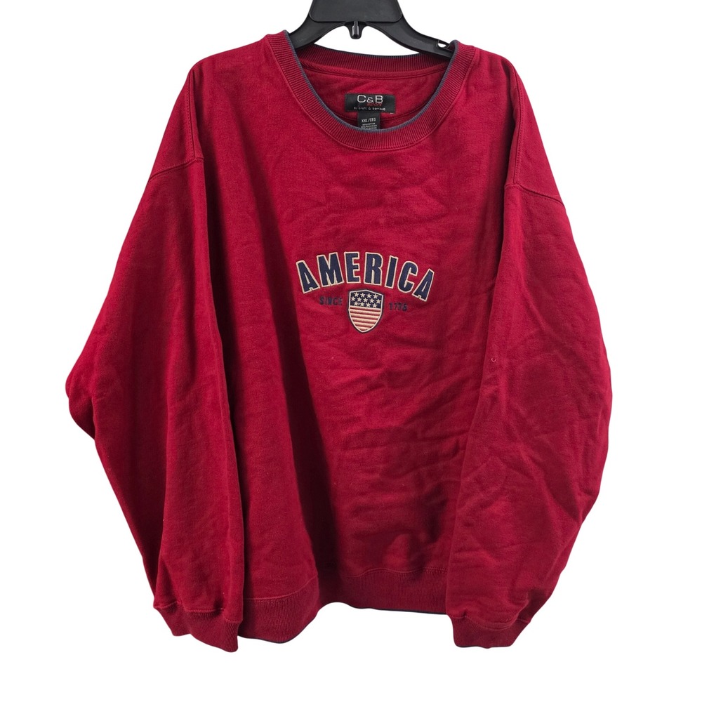 C&B Sport Croft & Barrow America 1776 Sweatshirt Red Mens XXL Patriotic Pullover